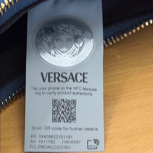 Versace Medusa Denim and Leather Blue Quilted Top Handle Bag Gold Hardware 2-way - Picture 11 of 16